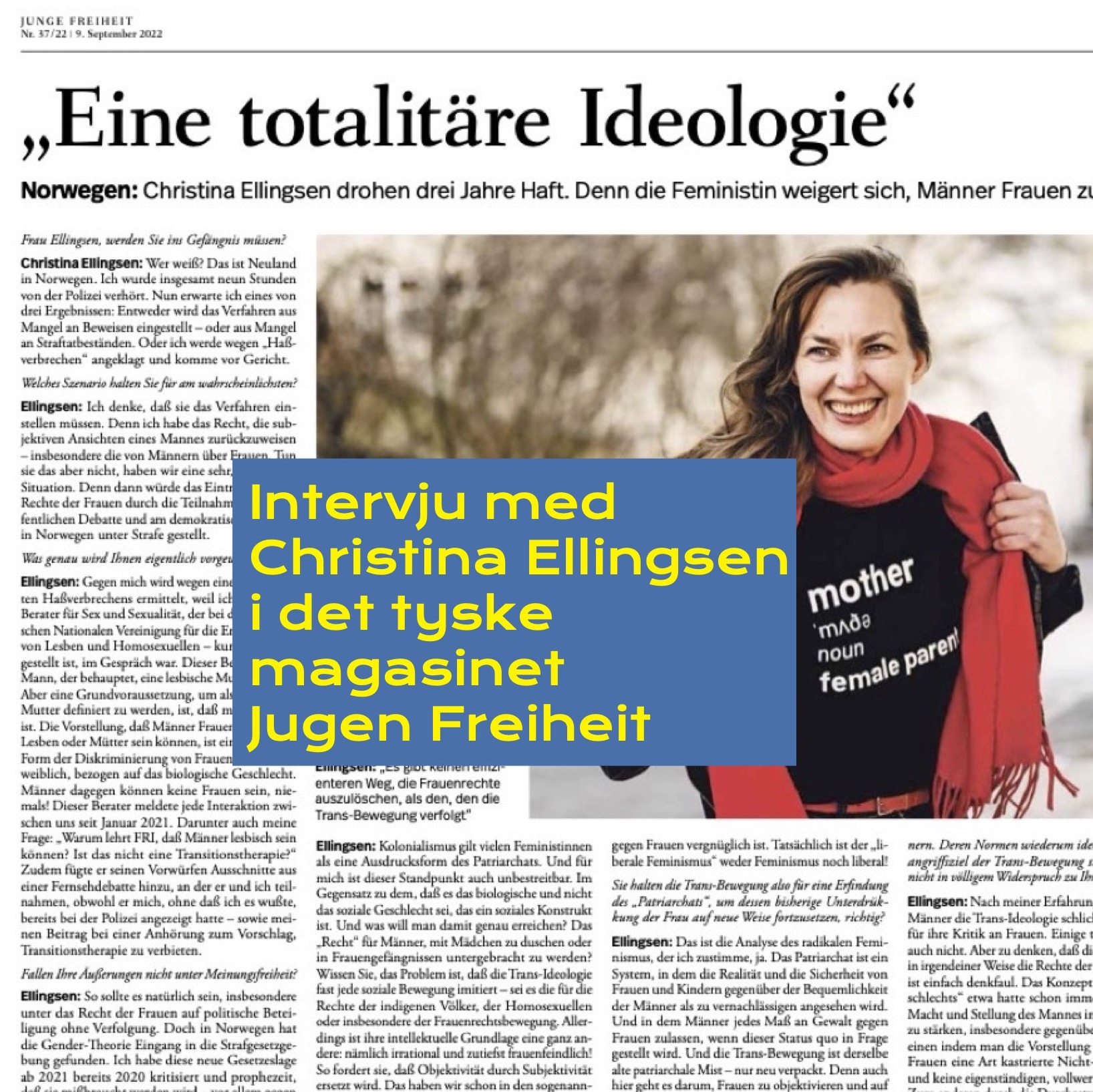 Intervju med Christina Ellingsen i det tyske magasinet Jugen Freiheit