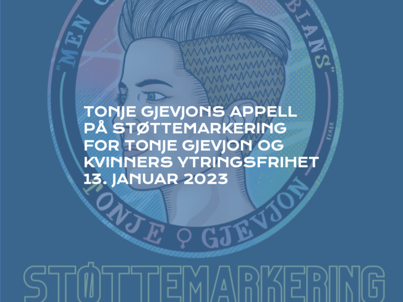 Tonje Gjevjons appell på Støttemarkering for Tonje Gjevjon og kvinners ytringsfrihet 13.01.23